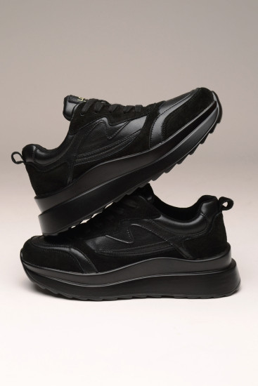 Жіночі кросівки Lonza 181233 чорні демісезонні шкіряні