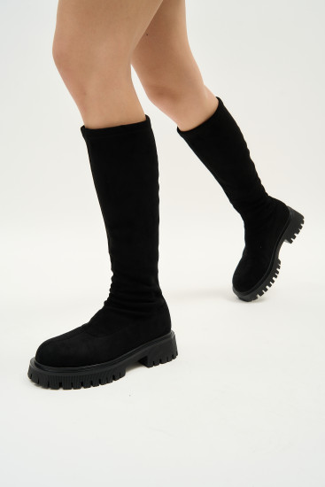 Жіночі чоботи Lonza 179387 чорні демісезонні із екозамші