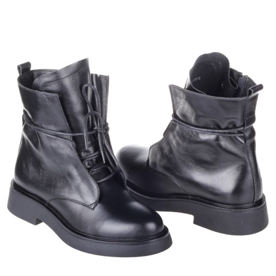 Женские ботинки Lonza 166343 черные демисезонные кожаные