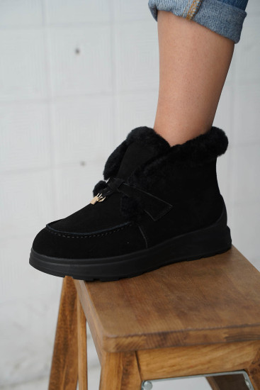 Женские ботинки Lonza 173891 черные зимние замшевые