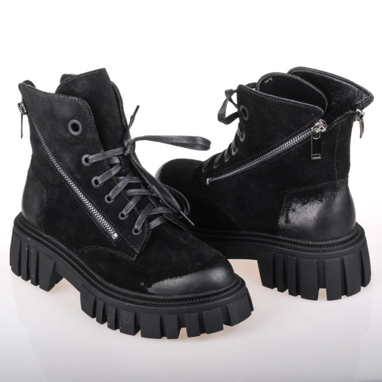 Женские ботинки Lonza 165665 черные демисезонные замшевые