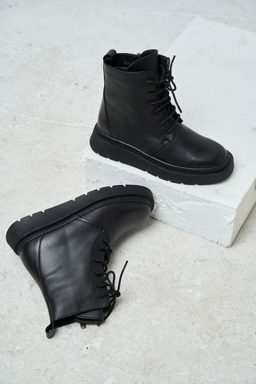 Женские ботинки Fabio Monelli 166060 черные демисезонные кожаные