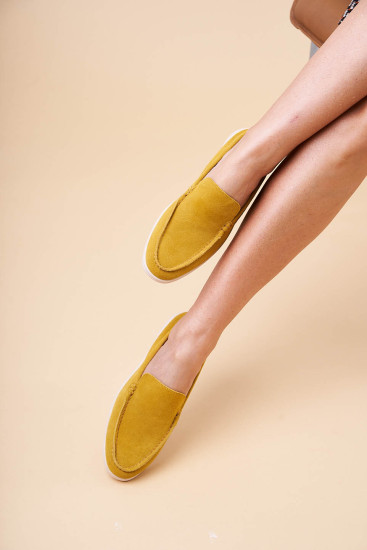 Женские туфли Lonza 171119 желтые демисезонные замшевые