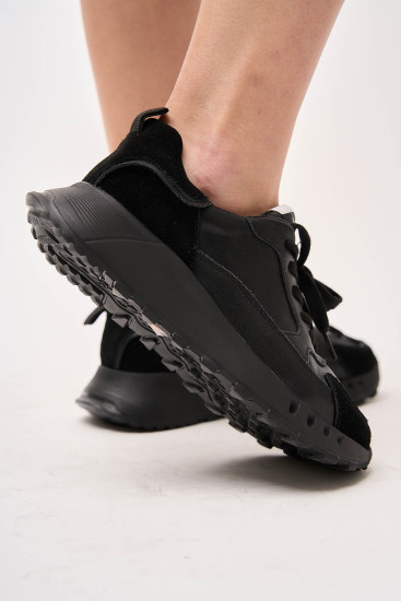 Жіночі кросівки Lonza 175894 чорні демісезонні шкіряні