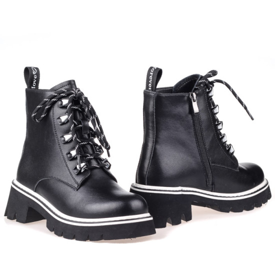 Женские ботинки Lonza 160055 черные демисезонные кожаные