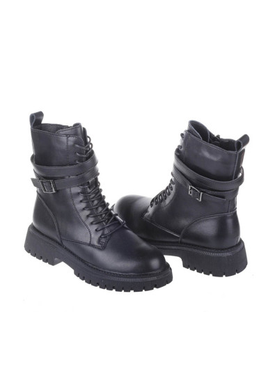 Женские ботинки Lonza 168048 черные демисезонные кожаные