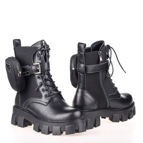 Женские ботинки Lonza 160041 черные демисезонные кожаные