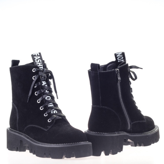Женские ботинки Allshoes 156296 черные демисезонные замшевые