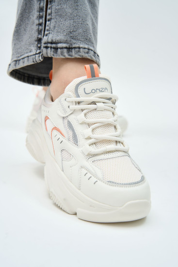 Жіночі кросівки Lonza 174538 помаранчеві демісезонні шкіряні