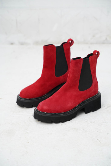 Женские ботинки Fabio Monelli 159824 красные демисезонные замшевые