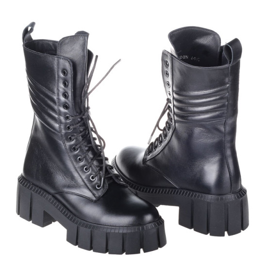 Женские ботинки Lonza 165770 черные демисезонные кожаные