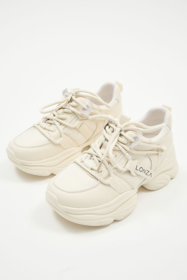 Жіночі кросівки Lonza 182683 бежеві демісезонні шкіряні