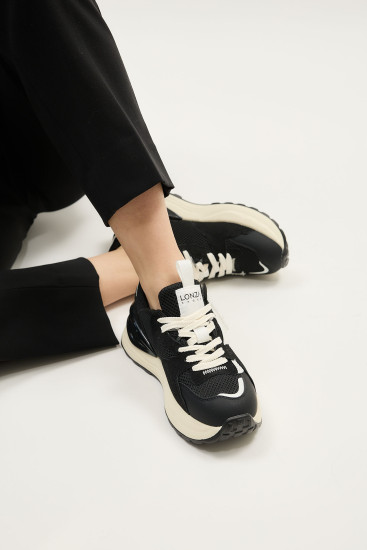 Женские кроссовки Lonza 183798 черные демисезонные кожаные