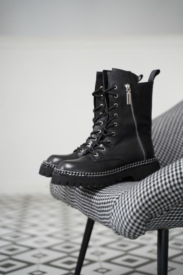 Женские ботинки Fabio Monelli 169159 черные демисезонные кожаные