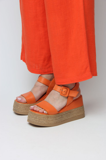Жіночі босоніжки Lonza 190361 помаранчеві літні шкіряні