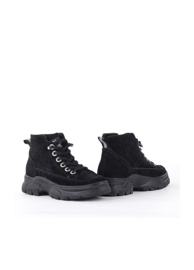 Женские ботинки Lonza 155934 черные демисезонные замшевые