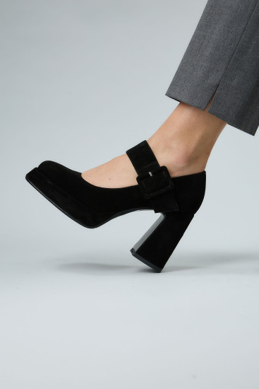 Женские туфли Lonza 186675 черные демисезонные замшевые