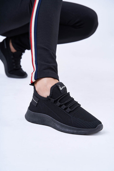Женские кроссовки Lonza 174608 черные демисезонные текстильные